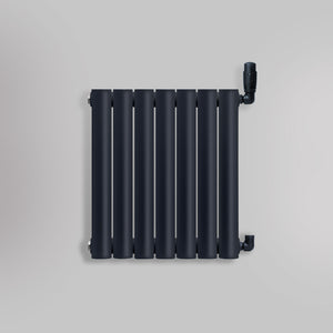 Grzejnik Dekoracyjny - Owalny Podwójny Kolumnowy Antracytowy - 560x410mm, gładkie tło