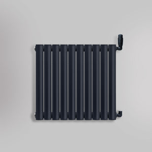 Grzejnik Dekoracyjny - Owalny Podwójny Kolumnowy Antracytowy - 660x590mm, gładkie tło