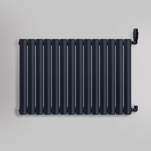 Grzejnik Dekoracyjny - Owalny Podwójny Kolumnowy Antracytowy - 660x826mm, gładkie tło