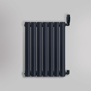 Grzejnik Dekoracyjny - Owalny Podwójny Kolumnowy Antracytowy - 660x410mm, gładkie tło