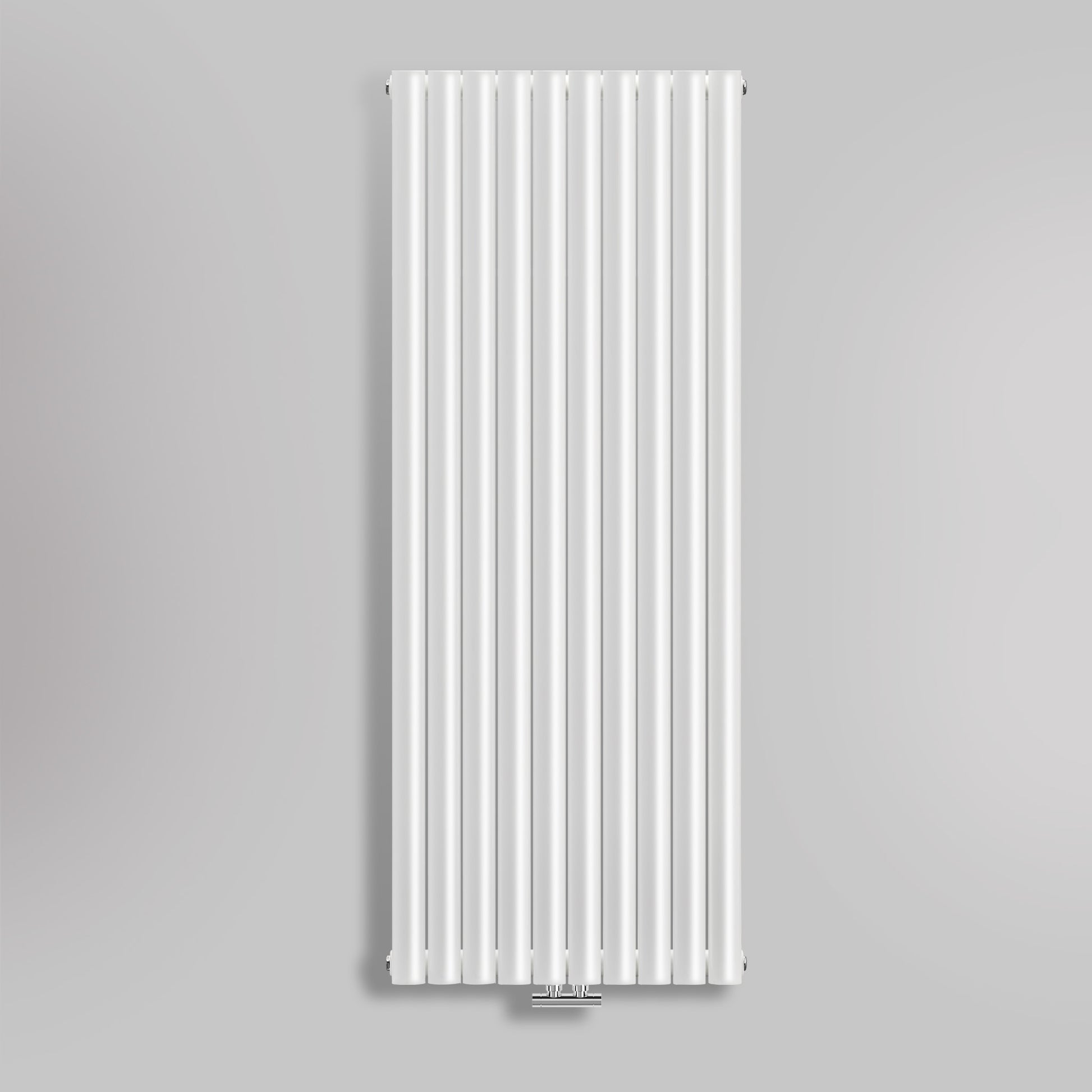Grzejnik Dekoracyjny Pionowy - Owalny Podwójny Kolumnowy Biały - 1800x590mm, gładkie tło firmy Heissmann
