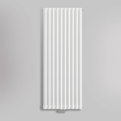 Grzejnik Dekoracyjny Pionowy - Owalny Podwójny Kolumnowy Biały - 1800x590mm, gładkie tło firmy Heissmann