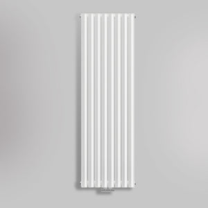 Grzejnik Dekoracyjny Pionowy - Owalny Podwójny Kolumnowy Biały - 1800x472mm, gładkie tło firmy Heissmann