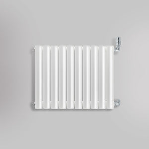 Grzejnik Dekoracyjny - Owalny Podwójny Kolumnowy Biały - 560x590mm, gładkie tło firmy Heissmann