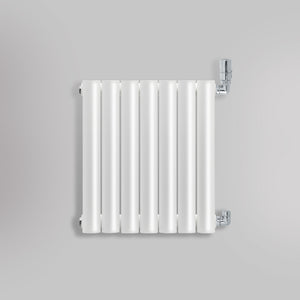 Grzejnik Dekoracyjny - Owalny Podwójny Kolumnowy Biały - 560x410mm, gładkie tło firmy Heissmann