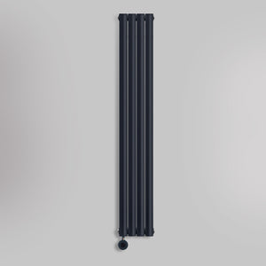 Grzejnik Elektryczny Dekoracyjny Pionowy - Owalny Podwójny Kolumnowy Antracytowy - 1800x236mm, elektryczny grzejnik pokojowy - Heissmann
