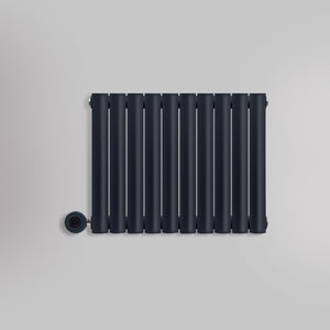 Grzejnik Elektryczny Dekoracyjny - Owalny Podwójny Kolumnowy Antracytowy - 560x590mm, elektryczny grzejnik pokojowy - Heissmann