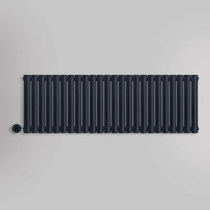 Grzejnik Elektryczny Dekoracyjny - Owalny Podwójny Kolumnowy Antracytowy - 560x1416mm, elektryczny grzejnik pokojowy - Heissmann