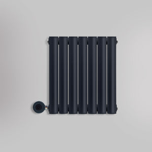 Grzejnik Elektryczny Dekoracyjny - Owalny Podwójny Kolumnowy Antracytowy - 560x410mm, elektryczny grzejnik pokojowy - Heissmann