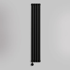 Grzejnik Elektryczny Dekoracyjny Pionowy - Owalny Podwójny Kolumnowy Czarny - 1800x236mm, elektryczny grzejnik pokojowy - Heissmann