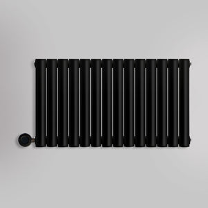 Grzejnik Elektryczny Dekoracyjny - Owalny Podwójny Kolumnowy Czarny - 560x826mm, elektryczny grzejnik pokojowy - Heissmann