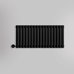 Grzejnik Elektryczny Dekoracyjny - Owalny Podwójny Kolumnowy Czarny - 560x1003mm, elektryczny grzejnik pokojowy - Heissmann