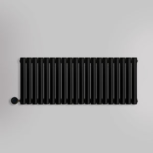 Grzejnik Elektryczny Dekoracyjny - Owalny Podwójny Kolumnowy Czarny - 560x1180mm, elektryczny grzejnik pokojowy - Heissmann