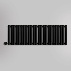 Grzejnik Elektryczny Dekoracyjny - Owalny Podwójny Kolumnowy Czarny - 560x1416mm, elektryczny grzejnik pokojowy - Heissmann
