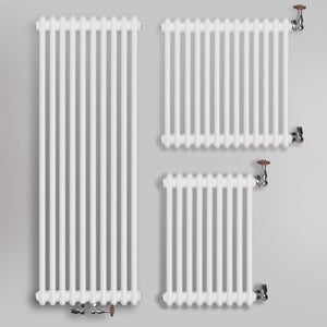 Grzejniki Żeberkowe Dekoracyjne Pokojowe - Białe, kolaż z wyborem grzejników w pionie i poziomie