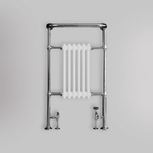 Grzejnik Łazienkowy Tradycyjny Żeberkowy - Chrom - 963x583mm, gładkie tło firmy Empire