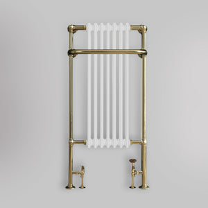 Grzejnik Łazienkowy Tradycyjny Żeberkowy - Szczotkowane złoto - 1130x553mm, gładkie tło firmy Empire