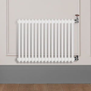 Grzejnik Dekoracyjny Żeberkowy - 2 Kolumnowy Biały - 576x785mm, Designerski grzejnik na ścianie wyłożonej panelami Empire