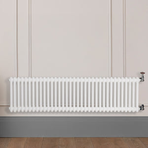 Grzejnik Dekoracyjny Żeberkowy - 3 Kolumnowy Biały - 426x1595mm, Designerski grzejnik na ścianie wyłożonej panelami Empire