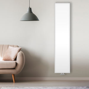 Grzejnik Dekoracyjny Pionowy - Płaski Panelowy Biały - 1800x400mm, Pionowy grzejnik dekoracyjny na ścianie firmy Heissmann