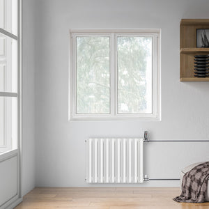 Grzejnik Dekoracyjny - Owalny Kolumnowy Biały - 545x590mm, grzejnik w sypialni firmy Heissmann