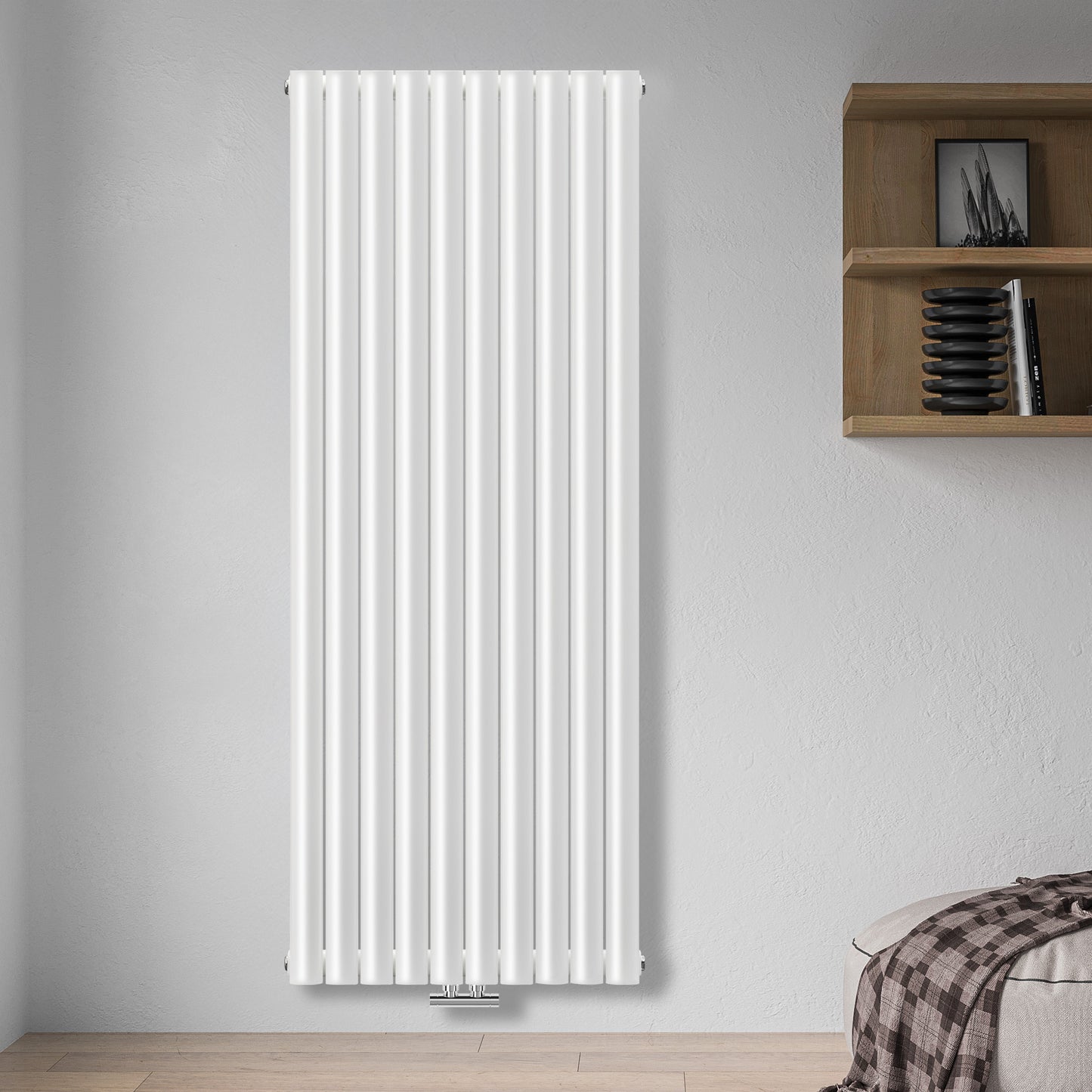 Grzejnik Dekoracyjny Pionowy - Owalny Podwójny Kolumnowy Biały - 1800x590mm, grzejnik w sypialni firmy Heissmann