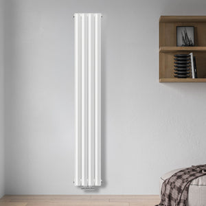 Grzejnik Dekoracyjny Pionowy - Owalny Podwójny Kolumnowy Biały - 1800x236mm, grzejnik w sypialni firmy Heissmann
