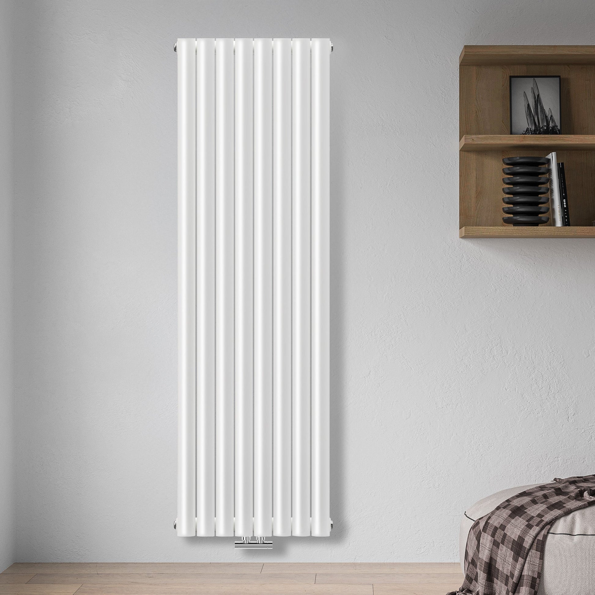 Grzejnik Dekoracyjny Pionowy - Owalny Podwójny Kolumnowy Biały - 1800x472mm, grzejnik dekoracyjny w sypialni