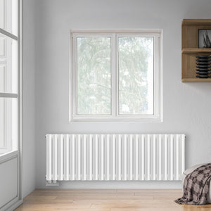 Grzejnik Dekoracyjny - Owalny Podwójny Kolumnowy Biały - 560x1416mm, grzejnik w sypialni firmy Heissmann