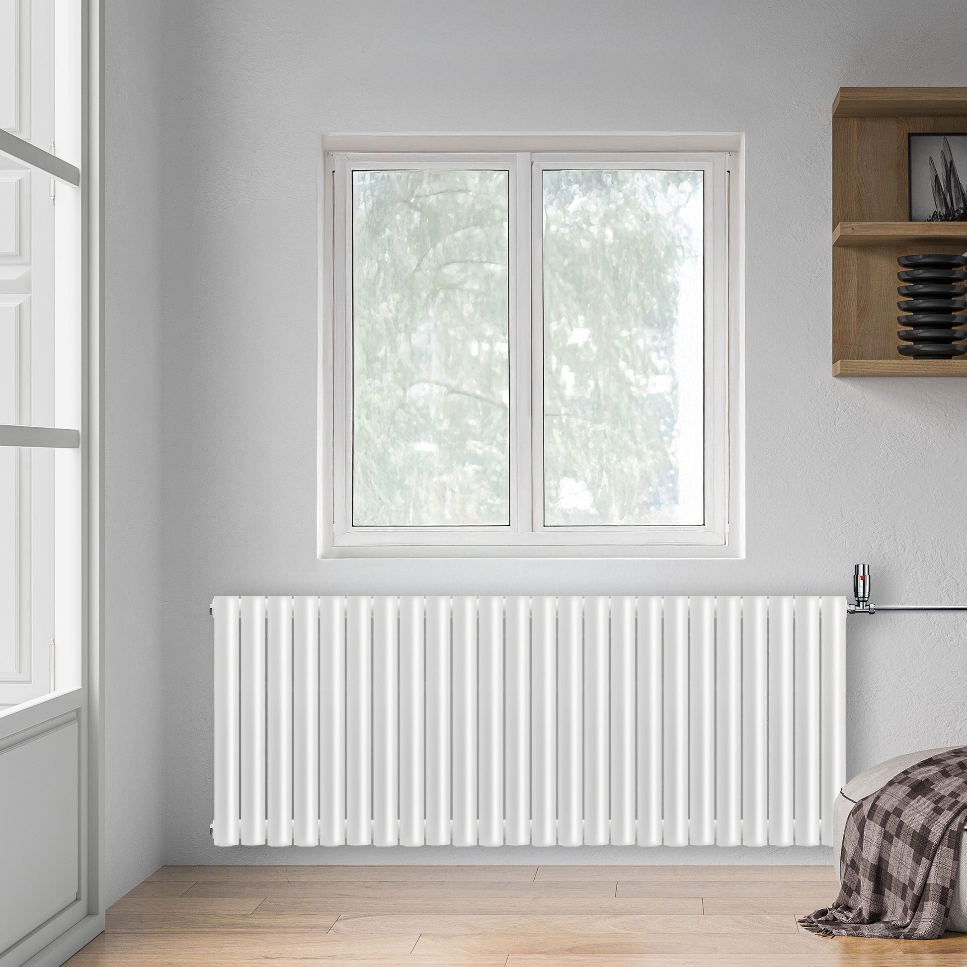 Grzejnik Dekoracyjny - Owalny Podwójny Kolumnowy Biały - 660x1416mm, grzejnik w sypialni firmy Heissmann