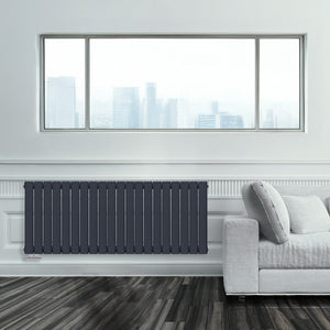 Grzejnik Ozdobny - Podwójny Panelowy Antracytowy - 560x1400mm, poziomy grzejnik dekoracyjny na ścianie firmy Heissmann