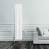 Grzejnik Pionowy Ozdobny - Podwójny Panelowy Biały - 1800x350mm, Designerski grzejnik w nowoczesnym salonie firmy Heissmann