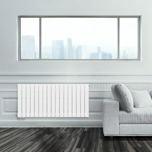 Grzejnik Ozdobny - Podwójny Panelowy Biały - 560x1190mm, poziomy grzejnik dekoracyjny na ścianie firmy Heissmann