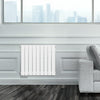 Grzejnik Ozdobny - Podwójny Panelowy Biały - 560x630mm, Designerski grzejnik w nowoczesnym salonie firmy Heissmann