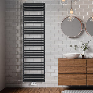 Grzejnik Łazienkowy - Podwójny Czarny - 1800x500mm, Designerski grzejnik we współczesnej łazience firmy Heissmann