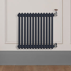 Grzejnik Dekoracyjny Żeberkowy - 2 Kolumnowy Szary - 576x605mm, Designerski grzejnik na ścianie wyłożonej panelami Empire
