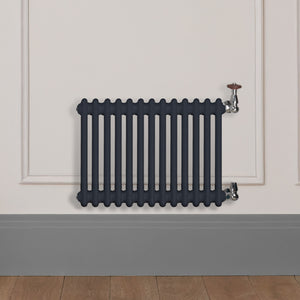 Grzejnik Dekoracyjny Żeberkowy - 3 Kolumnowy Szary - 426x605mm, Designerski grzejnik na ścianie wyłożonej panelami Empire