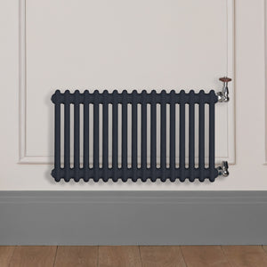 Grzejnik Dekoracyjny Żeberkowy - 3 Kolumnowy Szary - 426x785mm, Designerski grzejnik na ścianie wyłożonej panelami Empire
