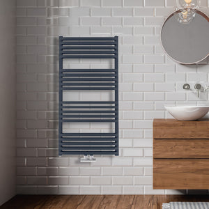 Grzejnik Łazienkowy - Podwójny Antracyt - 1000x500mm, Designerski grzejnik we współczesnej łazience firmy Heissmann