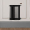 Grzejnik Dekoracyjny Żeberkowy - 2 Kolumnowy Czarny - 576x425mm, Designerski grzejnik na ścianie wyłożonej panelami Empire