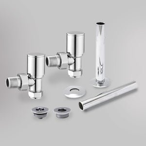 Zawór Kątowy i zestaw wykończeniowy - Nowoczesny - Chrom dekoracyjne zawory grzejnikowe Mandelli - gładkie tło