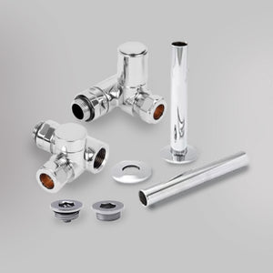 Zawór Dwupaliwowy i zestaw wykończeniowy - Nowoczesny - Chrom, dekoracyjne zawory grzejnikowe Mandelli - gładkie tło