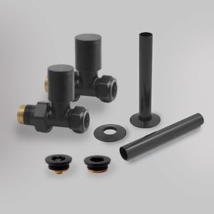 Zawór Prosty i zestaw wykończeniowy - Nowoczesny - Czarny, dekoracyjne zawory grzejnikowe Mandelli - gładkie tło