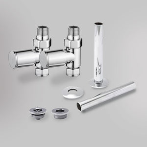 Zawór Prosty i zestaw wykończeniowy - Nowoczesny - Chrom, dekoracyjne zawory grzejnikowe Mandelli - gładkie tło