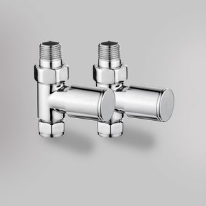 Zawór Prosty - Chrom, dekoracyjne zawory grzejnikowe Mandelli - gładkie tło