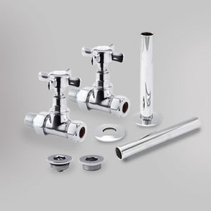 Zawór Prosty i zestaw wykończeniowy - Tradycyjny - Chrom, dekoracyjne zawory grzejnikowe Mandelli - gładkie tło