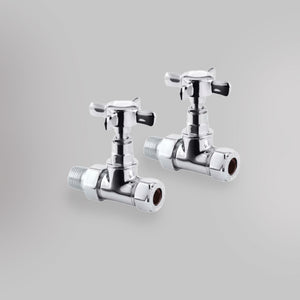 Zawory Proste Tradycyjny - Chrom, dekoracyjne zawory grzejnikowe Mandelli - gładkie tło