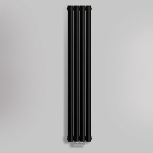 Grzejnik Dekoracyjny Pionowy - Owalny Kolumnowy Czarny - 1600x236mm, gładkie tło