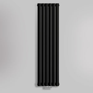 Grzejnik Dekoracyjny Pionowy - Owalny Kolumnowy Czarny - 1600x354mm, gładkie tło
