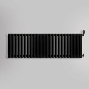 Grzejnik Dekoracyjny - Owalny Kolumnowy Czarny - 545x1416mm, gładkie tło